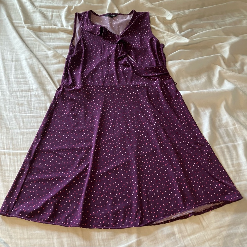 41 Hawthorn Purple Polka Dot Sleeveless Dress faux wrap